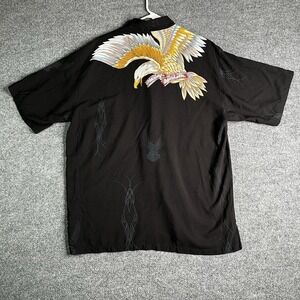 Harley Davidson Button Up Shirt Men's 2XL Eagle Black Y2K Motorcycle